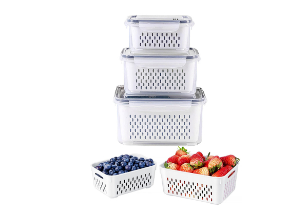 Three-Piece Fridge Food Container Set with Lid - Two Colours Available
