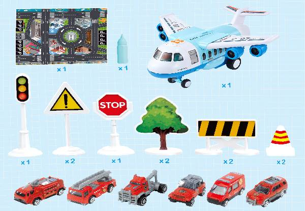 Plane Cargo & Fire Truck Toy Set
