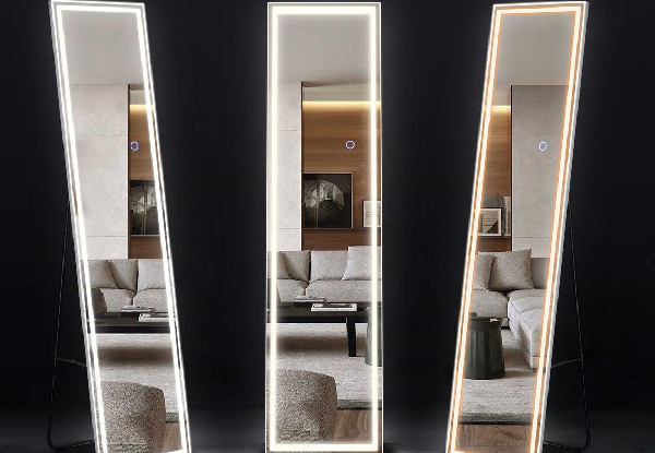 LED Full-Length Floor Standing Mirror with Stand & Three Light Colours