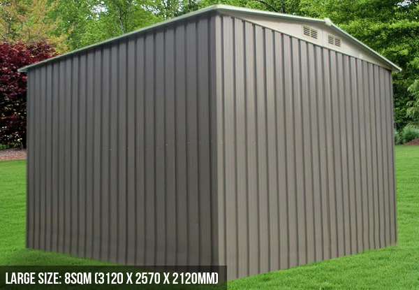 From $319 for a Heavy Duty Sliding Door Garden Shed with Base Frame – Three Sizes Available
