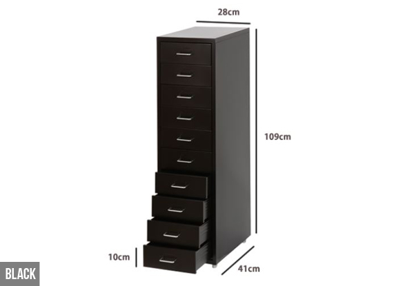 $159 for a Trendy Ten-Drawer Steel Unit on Castors – Available in Two Colours