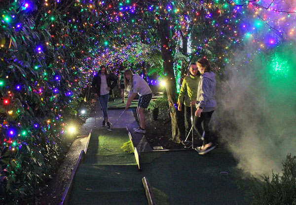 $9 for One Round of Night-Time Mini Golf for One Adult, $7 for One Child or $29 for a Family Pass
