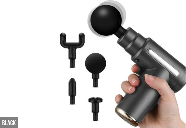 Massage Gun with Four Massage Head Attachments - Three Colours Available