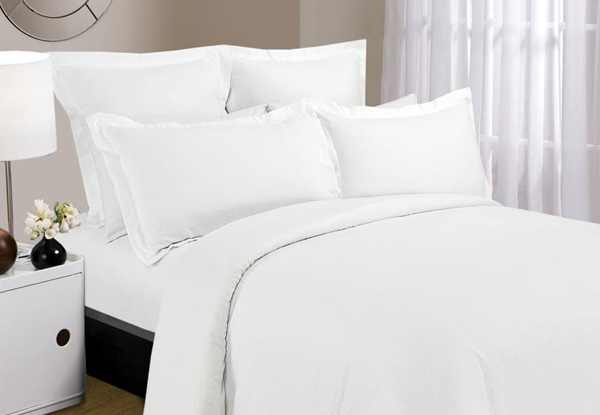 From $65 for a Premium Quality 100% Cotton Waffle Duvet Set in White or From $80 for a Duvet Set with a Euro Pillow
