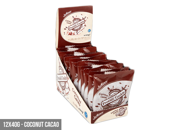 From $23.90 for a Clearance Box of Justine's High-Protein, Gluten Free, Low-Carb & No Added Sugar Complete Protein Cookies – Available in Two Flavours with Free Shipping
