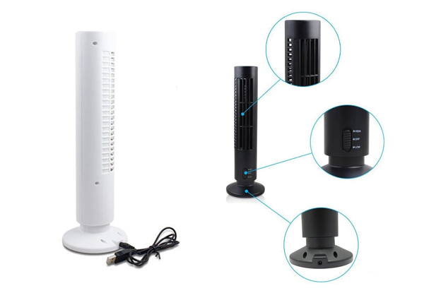 $14.90 for a USB Mini Tower Desk Fan - Available in Black or White