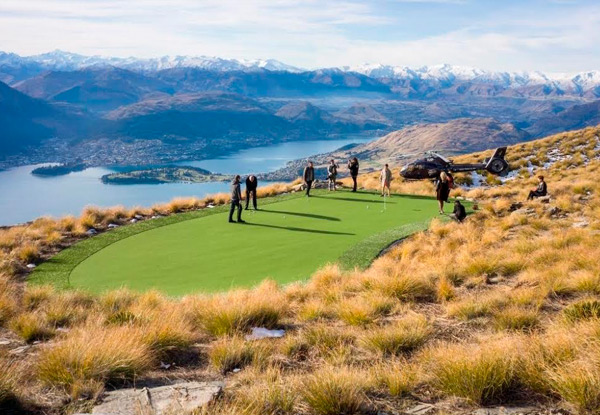 $1,140 for a Fly/Drive/Putt Golf Package 4500ft Above Queenstown for up to Four Players & Two Spectators (value up to $2,490)