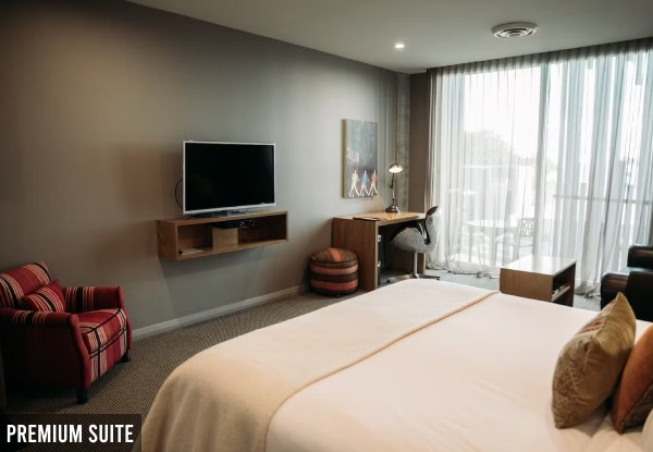 One-Night Luxury New Plymouth Stay for Two in a Premium Suite incl. WIFI, Gym Pass & $50 Food and Beverage Voucher - Option for 1 Night in a Feature Suite with $50 Food & Beverage Voucher - Option for 2 Night Stay - Valid from 1st May 2024