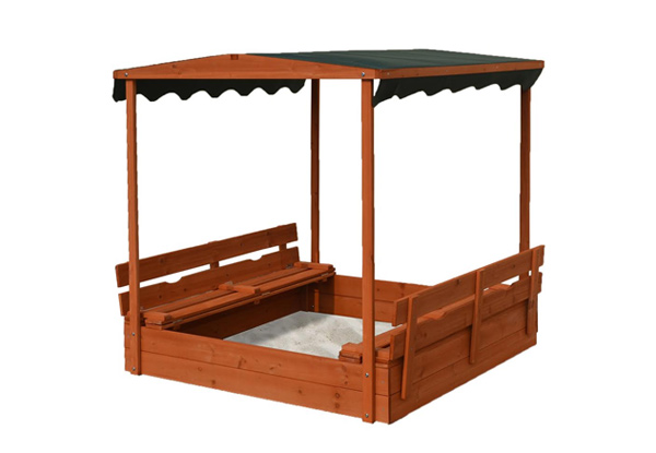 $159 for a Wooden Sandpit with Bench Seats & Sun Shade