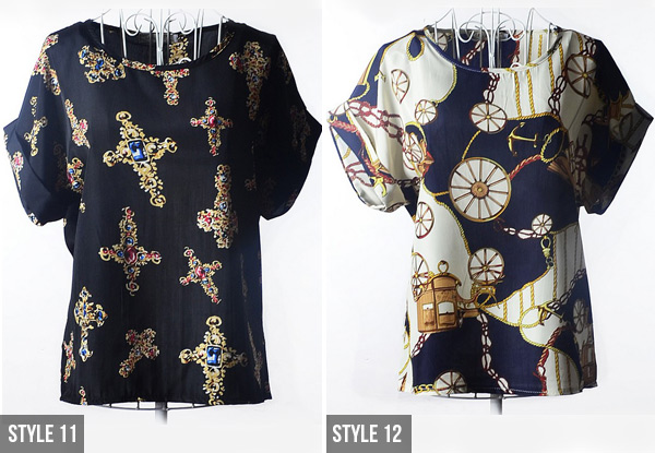 $8 for a Loose Fit Patterned Chiffon Top – Available in 12 Styles
