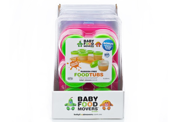 $20 for Two Sets of Six Baby Food Mover Containers - Available in Blue or Pink