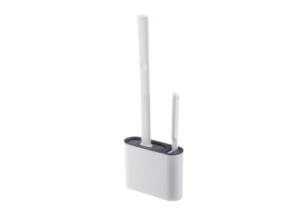 2-in-1 Flex Silicone Toilet Brush with Holder - Three Colours Available