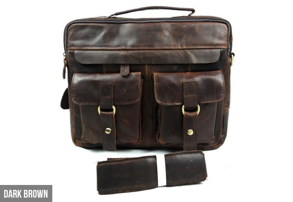 $109 for a Men's Genuine Leather Shoulder Bag - Available in Three Colours