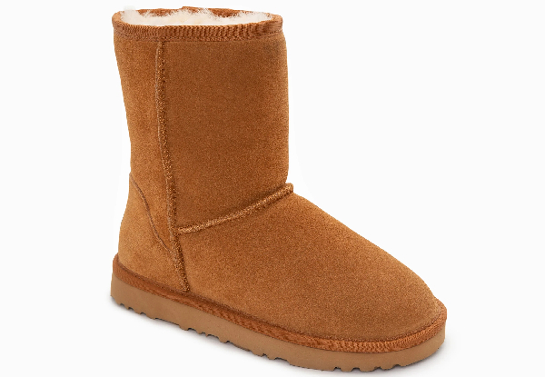 Ozwear Ugg Unisex Classic Sheepskin Suede Short Boots - Two Colours & Ten Sizes Available