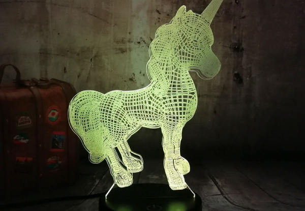 Seven Colour LED 3D Unicorn Night Light
