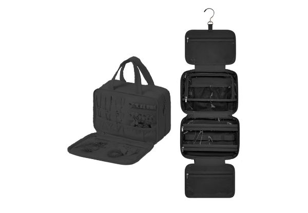 Travel Toiletry Bag with Jewelry Organiser - Available in Two Colours & Option for Two-Pack