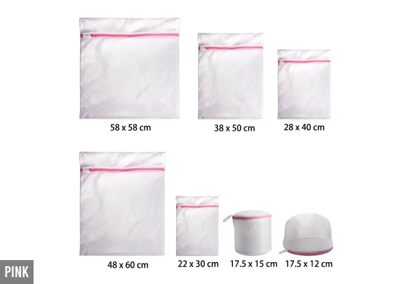 Seven-Piece Mesh Laundry Bags - Two Colours Available