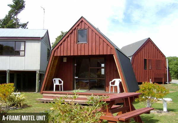 $115 for an A-Frame Motel Unit OR $125 for a Beachfront Motel Unit for Two People in Mapua (value up to $250)