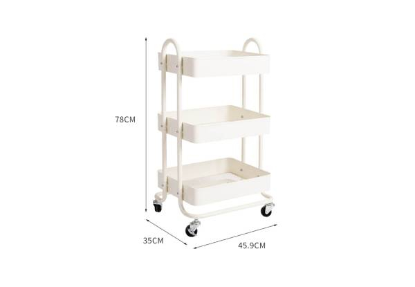Levede Three-Tier Kitchen Trolley Cart - Available in Four Colours & Option for Four-Tier