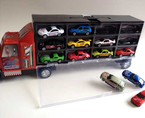 $29 for a Truck & Transporter Set with 12 Cars or $8 for a 10-Pack of Metal Cars