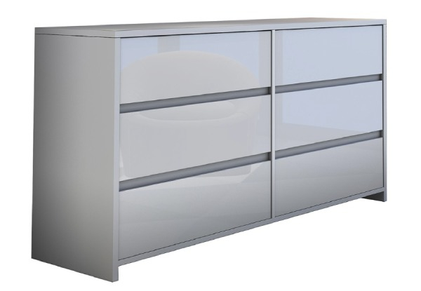 Six-Drawer High Gloss Chest Dresser - Three Colours Available