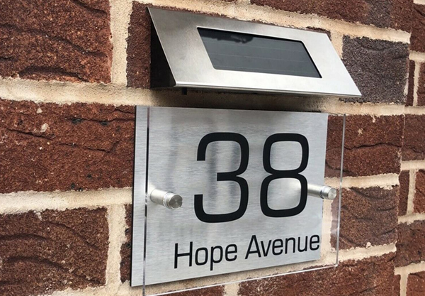 Personalised Solar Powered Modern House Sign Number - Two Sizes Available