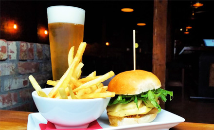 $19 for Pollo alla Birra (Chicken in Beer) Burger with Smoked Provolone & Onion Jam with your Choice of Shoestring Fries & Beetroot Ketchup or Chickpea Fries & Parmesan Aioli Plus a Tap Beer (value up to $29)