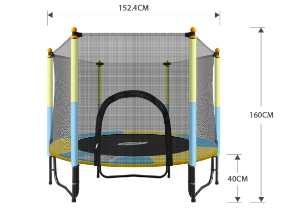 Genki 60-Inch Round Kids Trampoline with Safety Enclosure Net