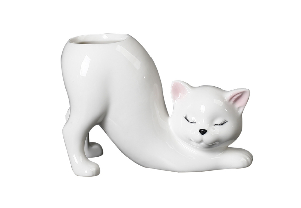 Cute Cat Resin Flower Pot - Three Colours Available