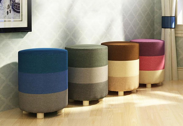 $19.90 for a Colourful Fabric Round Foot Stool – Available in Four Colours
