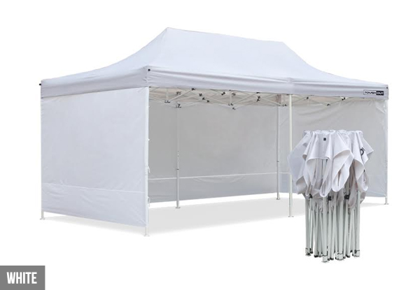 $172 for a 3 x 6m ToughOut Gazebo with Three Side Walls – Available in Four Colours