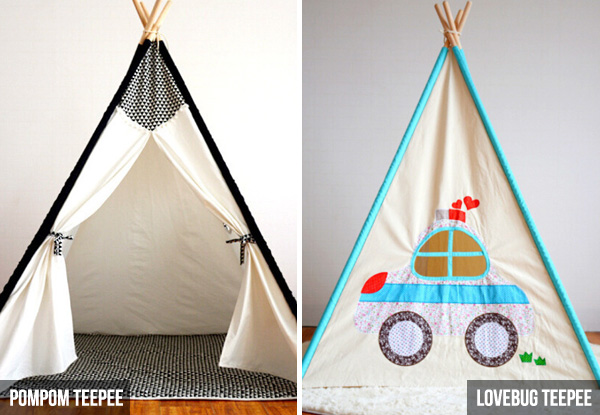 $99 for a Double-Stitched High-Quality Kids Teepee - Available in Seven Designs with Bonus Carry Bag and $29.95 for a Thick Padded Mat in Four Designs