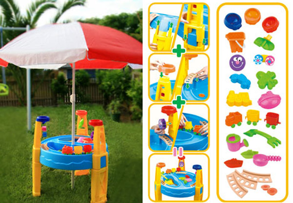 $64 for a Kids' Deluxe Sand & Water Table with Umbrella