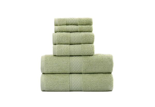 Six-Piece Cotton Bath Towel Set - Four Colours Available