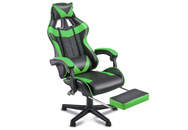Gaming Chair with Retractable Footrest - Six Colours Available