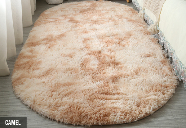 Oval-Shaped Tie Dye Plush Carpet - Available in Six Colours & Five Sizes