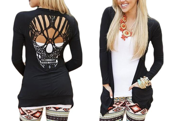 $22 for a Skull Hollow Out Cardigan – Five Colours Available