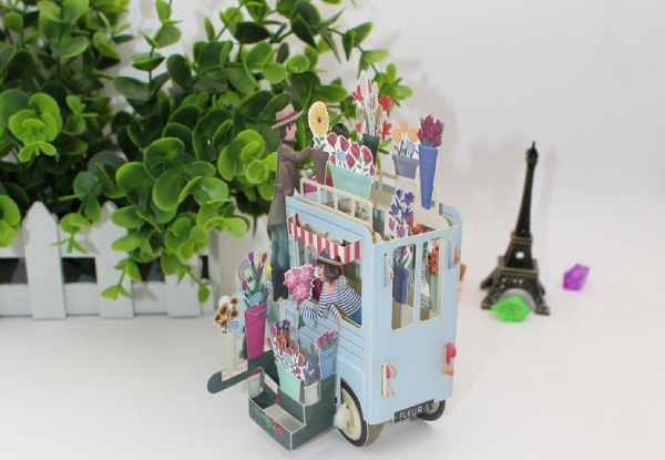 3D Flower Wagon Pop-up Card