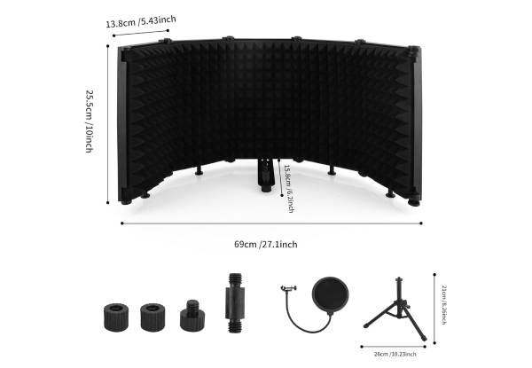 Portable Mic Shield with Triple Sound Insulation