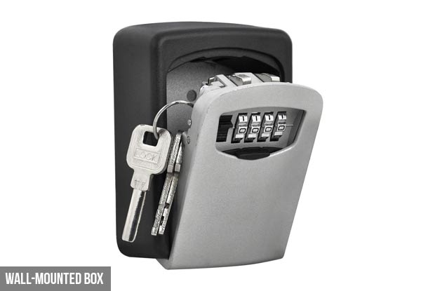 Wall-Mounted Key Lock Box with Four-Digit Combination - Option for Two-Pack