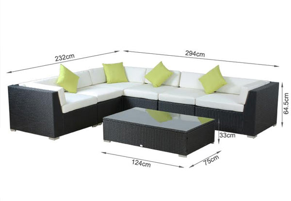 $1,129 for a Seven-Piece Rattan Outdoor Furniture Sofa Set