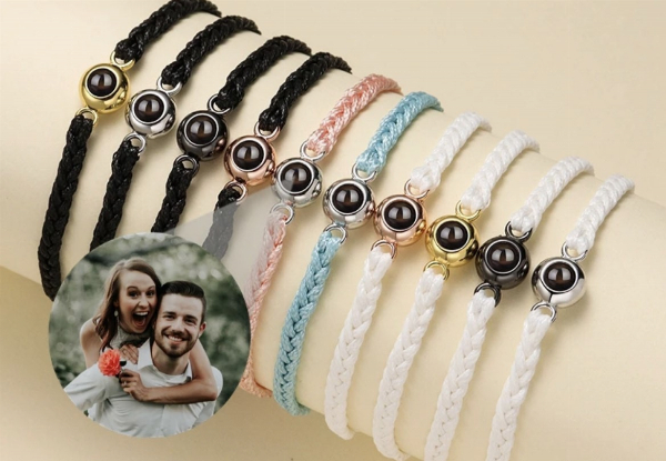 Custom Photo Projection Braided Bracelet - Available in Ten Colours & Option for Two-Pack