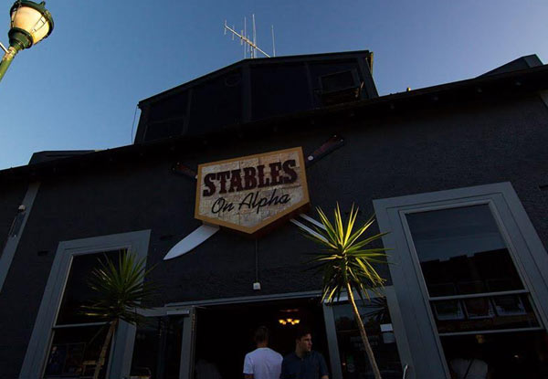 $46 for Two Stables Gourmet Burgers, Fries & a Bottle of House Wine (value up to $86)