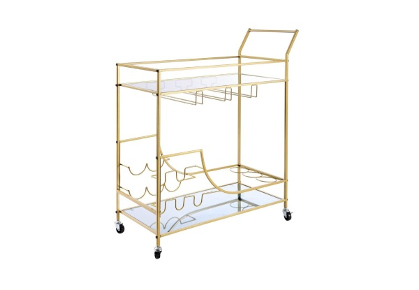Wheeled Drinks Trolley with Wine Rack & Holder - Two Colours Available