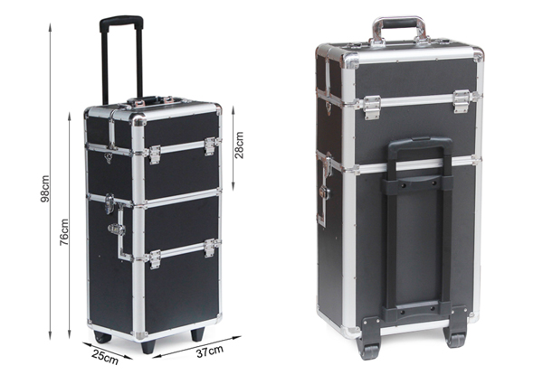 $105 for an Aluminium Rolling Make-Up Train Case – Available in Two Colours