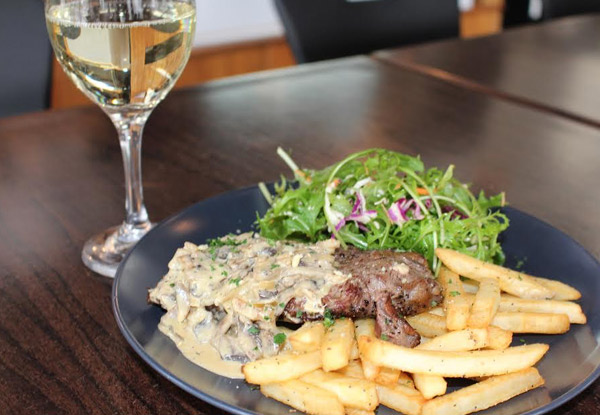 $49 for a Calamari Entree, Two Steak Mains & Two Glasses of House Wine or Two Beers (value up to $85.70)