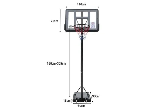 1.5-3.05m Portable Basketball Hoop Set