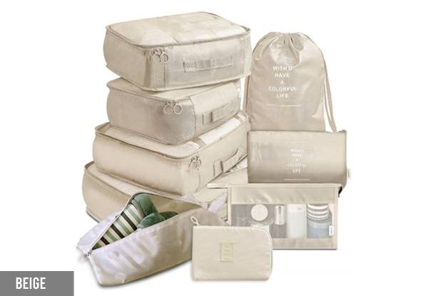 Nine-Piece Fabric Luggage Organiser Set - Six Colours Available