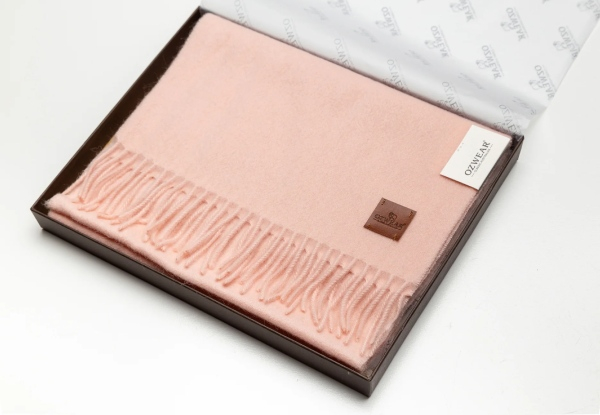 100% Baby Pink Wool Scarf