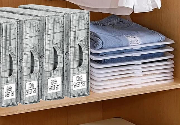 Foldable Bed Sheet Organiser - Available in Two Styles & Option for Four & Eight-Pack